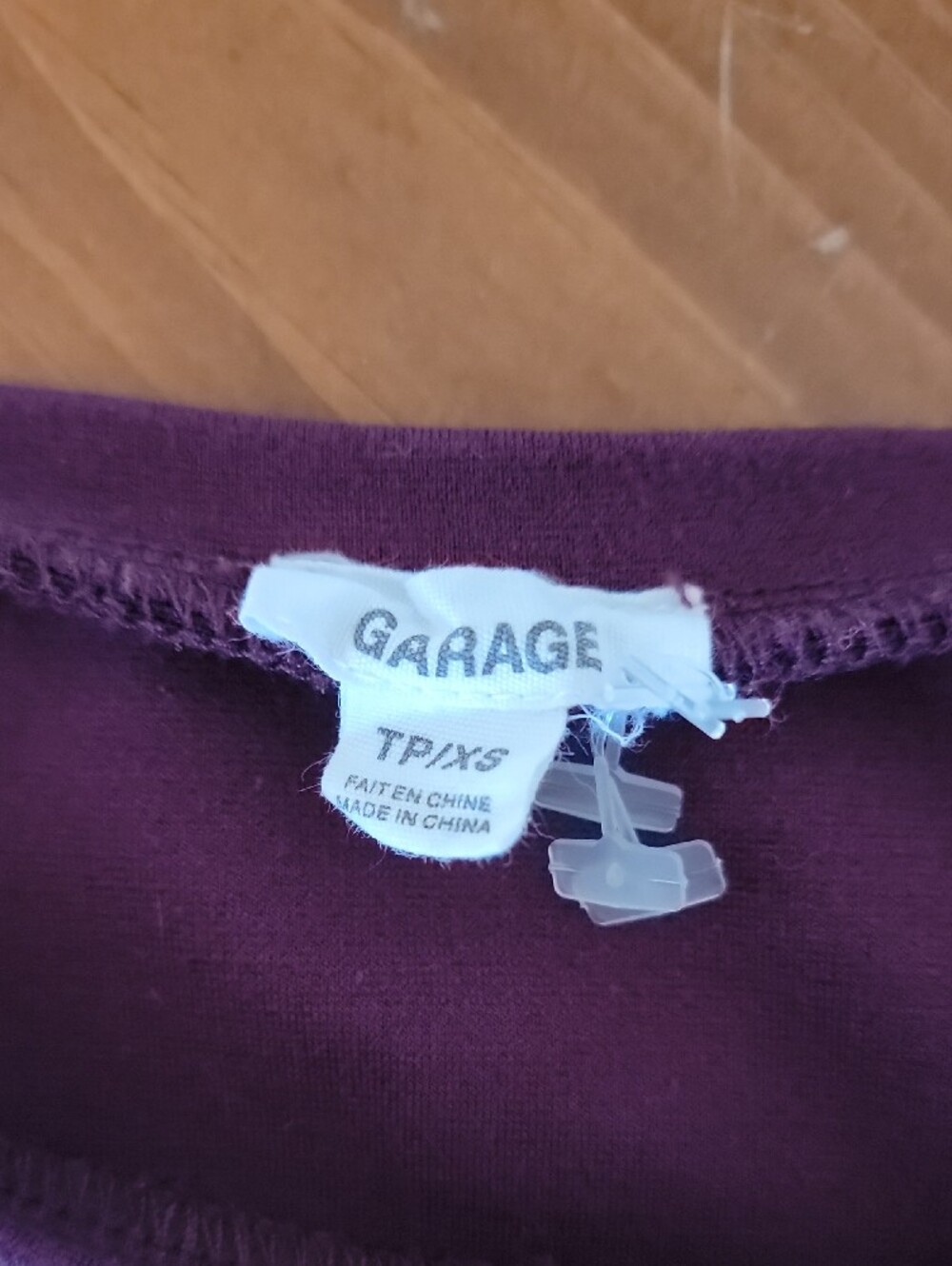 🍒 Garage Burgundy Open Back Draw String Long Sleeve Crop Top XS - Picture 4 of 4